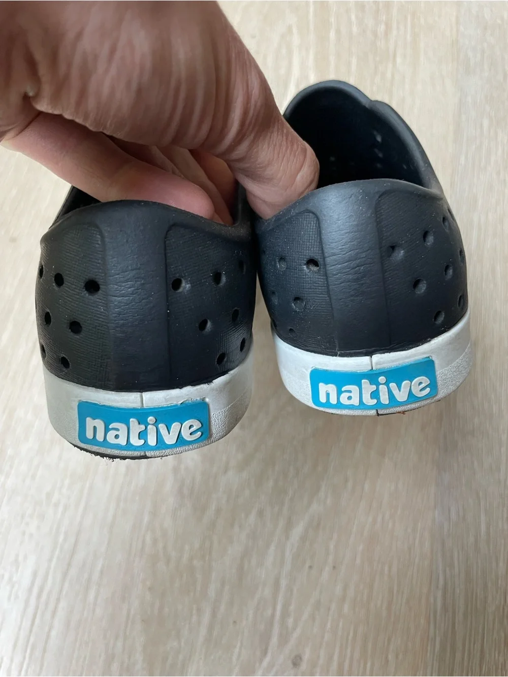 Kids Native Black Slip-On Water Shoes with White Toe Cap